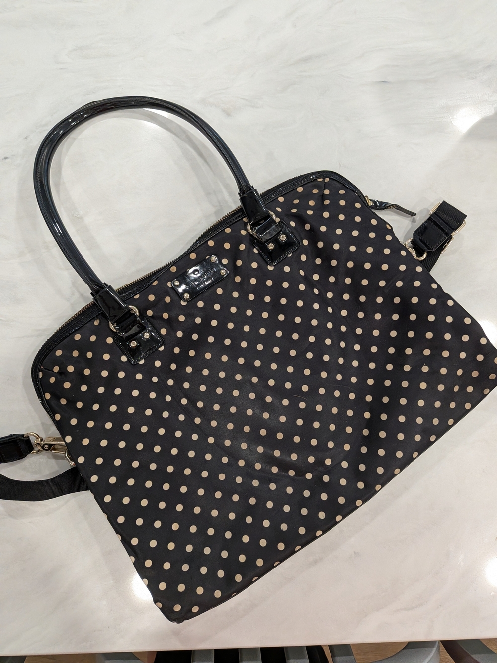 Kate Spade Polka Dot Laptop Bag - Black & Tan